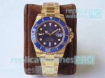 Swiss ETA3135 Replica Rolex Submariner Blue Dial All Gold Watch - Noob Factory